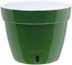 DECOPOTS - 3 Pack - Self Watering Planter - Modern Flower Pot with Water Level Indicator for All House Plants, Flowers, Herbs - Height 9 inches (Diameter 11.8", Green - Gold/White) - Image 2