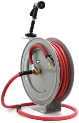 AVAGARD AVGWRHD5850 5/8" x 50' Heavy Duty Retractable Water Hose Reel – Single Arm Steel Frame, 12-Point Lock, 500 PSI Rubber Hose, Wall/Truck Mount, Kink-Resistant, Leak-Proof Brass Fittings - Image 4