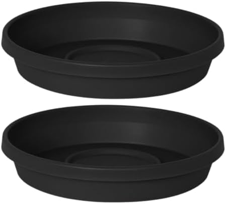 Bloem Terra Plastic Saucer Tray for 14" Terra Planters, Black, 2-Pack by Bloem