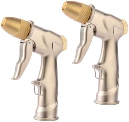 garden nozzle, high-pressure and heavy-duty metal nozzle, with 5 adjustable spray modes, high-pressure handheld sprayer, suitable for watering plants, cleaning houses, cars, and pets(2pcs) by MYWERO