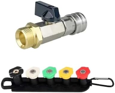 1/4" Brass Quick Connect Nozzle Set, Pressure Washer Hose Adapter with Adjustable Valve for Car Wash(Connector Nozzle Kit) - Image 2