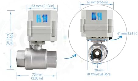 3/4" DN20 110-230VAC Normally Closed CF8/Stainless Steel 304 Motorized Electrical Ball Valve With U.S. Plug - Image 4