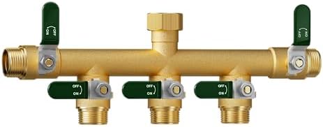 EBH Garden Hose Splitter 5 Way, Heavy Duty Solid Brass Hose Splitter with Shutoff Valves, Water Spigot Splitter With 304 Stainless Steel Handle, Full Flow Outdoor Faucet Splitter, 3/4" GHT Thread by Unknown