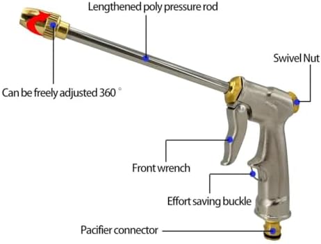 1PC Metal High-Pressure Long Rod Water Gun, Portable And Adjustable Garden gun With 100Ml Foam Pot, Irrigation Kit(Set 2) - Image 3