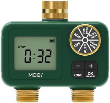 MOES 2 Zone Water Timer, Solid Brass Inlet & Outlets, Programmable, 1 Pack by MOES