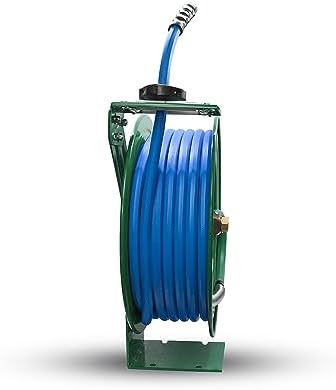 RMX BluSeal Auto Retractable Water Hose Reel with Hot & Cold Water Rubber Garden Hose, Spray Nozzle - Ultra Light, Super Strong with 6' Lead-in Hose (5/8” x 50’ Green) - Image 4