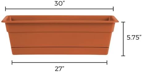 Bloem Dura Cotta Window Box Planter: 30" - Terra Cotta - Large Box with Tray, Weatherproof Resin Box, Removable Tray for Indoor & Outdoor Use, Gardening, 4 Gallon Capacity - Image 3