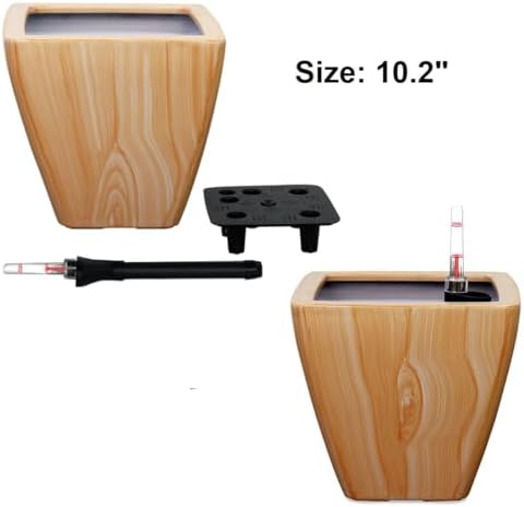Self-Watering Square Planters, 2-Pack, 10 Inch, Light Brown - Image 6