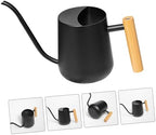 1000ml Stainless Steel Watering Pot with Wooden Handle Black - Image 6