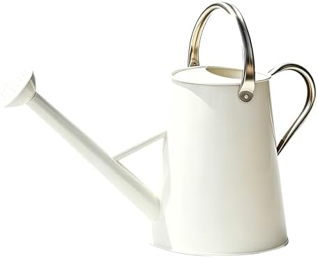 1.5 Gallon Metal Watering Can for Outdoor Plants, Large Watering Can,White by SunnyTong