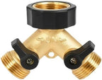 Garden Hose Splitter Hose Splitter Multi-Tap Connector 2 Way Garden Water Adaptor Y-Way Distributor Faucet Independent(Brass 2pcs) by Unknown