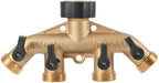 Heavy Duty Brass 4 Way Manifold Garden Hose Splitter Connector Water Tap Adapter 3/4 Inch 1Pcs by Unknown