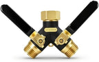 Garden Hose Splitter 2 Way Heavy Duty, Metal Body Water Hose Splitter with Shut-Off Valve, Full Flow Hose Bib Splitter, 3/4'' GHT Y Hose Connector For Outdoor Spigot Faucet by Unknown