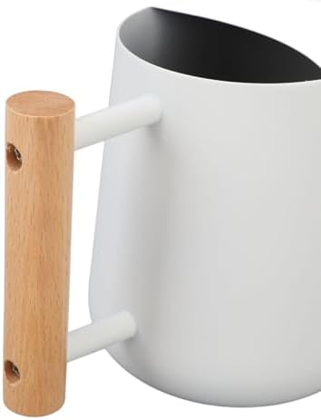 Indoor Watering Can with Long Spout, 16oz Metal Watering Can Plant Watering Can Mini Watering Can with Wood Handle for Indoor Plants, Bonsai Outdoor Garden Flower (White) - Image 7
