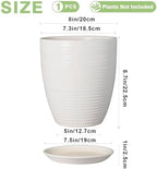 8 Inch Ceramic Planter Pot Round Plant Pot with Drainage Hole and Saucer Modern Flower Pot for Indoor Outdoor Plants White - Image 3