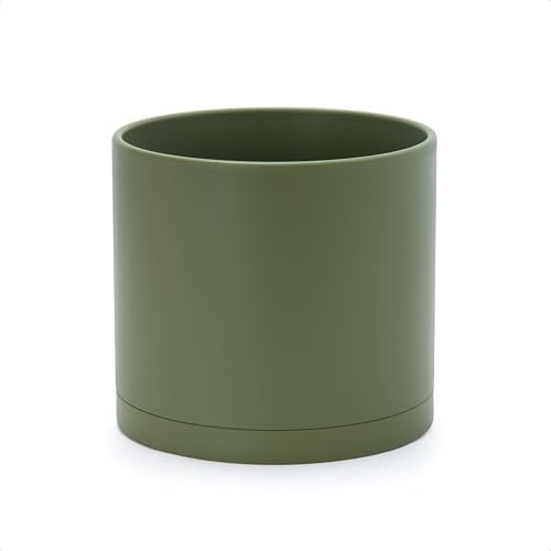 D'vine Dev Plastic Planter Pot with Saucer, 8 in, Olive, 74-X-I-1 by DvineDevPlanterPotsandStand