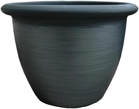 The HC Companies Sevilla Flower Planters - Durable Outdoor & Indoor Planter - Round Lightweight Self Watering Plant Pots for Herbs & More (16" Painted Black, Pack of 1) by TheHCCompanies