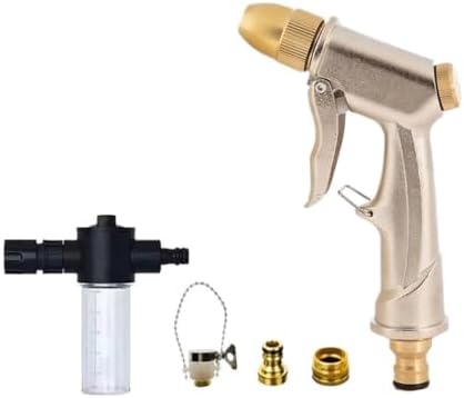 High-Pressure Brass Nozzle Water Gun Garden Hose Sprayer For Gardening Lawn Watering Washing Multi-Purpose Cleaning Tool(Silver gun set) by Unknown