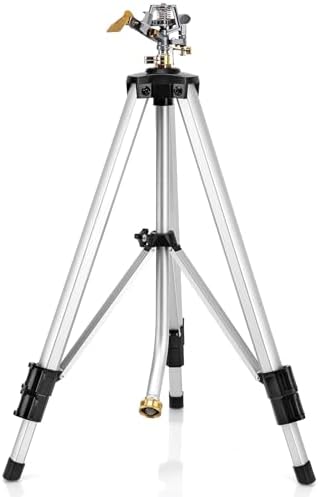 Heavy Duty Metal Tripod Sprinkler - Waters Up to 90 Ft, 50 Inch Tall, 360 Degree Rotation by Unknown