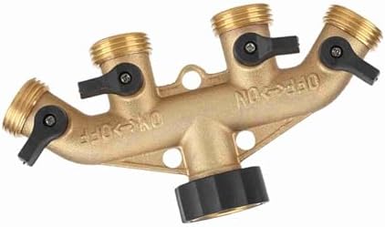 Fabater 3/4 Inch Brass 4 Way Hose Pipe Splitter with Shut Off Valves, Heavy Duty Garden Tap Connector for Irrigation, Outdoor Watering, and Multiple Hose Use - Proof Gold & Black (#2) - Image 5