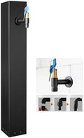 304 Stainless Steel Vertical Garden Water Column, Hose Stand with Copper Faucet, Square Hydrant Landscape Tap, Durable Outdoor Decor with Hooks (Black) by Unknown
