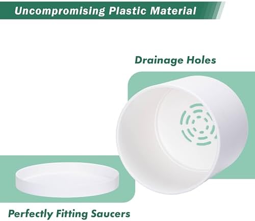 D'vine Dev Plastic Planter Pot with Saucer, 10 in, White Color, 74-X-A-2 - Image 6