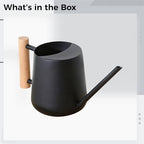 Black Stainless Steel Watering Can for Indoor Plants, Decorative Metal Watering Can with Wooden Handle and Long Spout, Small Water Can for Bonsai, Succulents, Home and Office Use - Image 3