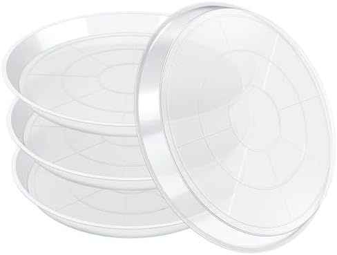 FUIJOL 4 Pack Clear Plant Saucer, Durable Plant Drip Trays Saucers for Pots, No Holes Water Catcher Trays for Indoor Outdoor Planter, Sturdy Base Plate (18", Clear) by FUIJOL