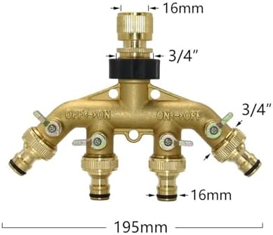 Hoses Connector Brass 3/4 Threaded 4-Way Garden Faucet Manifold Water Pipe 4-Way Manifold Female 3/4 Irrigation Valve 1 pc(G) - Image 2