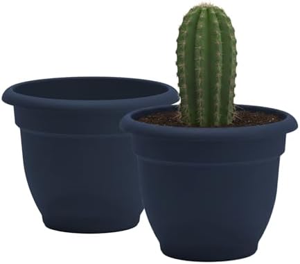 Bloem Ariana 20" Plastic Self-Watering Planter, Navy, 2-Pack by Bloem