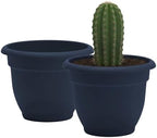Bloem Ariana 20" Plastic Self-Watering Planter, Navy, 2-Pack by Bloem