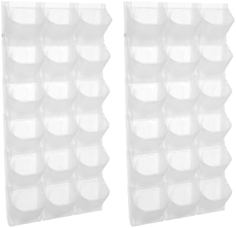 36 Pockets Vertical Wall Planter, Wall Mounted Flower Pot Holder with 180LB Capacity,10.56 oz Self Watering Pots & 36 Non-Woven Bags for Indoor Outdoor Herbs,Flowers,Strawberries (White) by Unknown