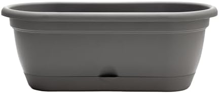 Bloem: Lucca Self Watering Window Box Planter: 18" - Charcoal Gray - Durable Long Lasting Plastic Pot, Indoor Outdoor Use, Gardening, 2.5 Gal Capacity by Bloem