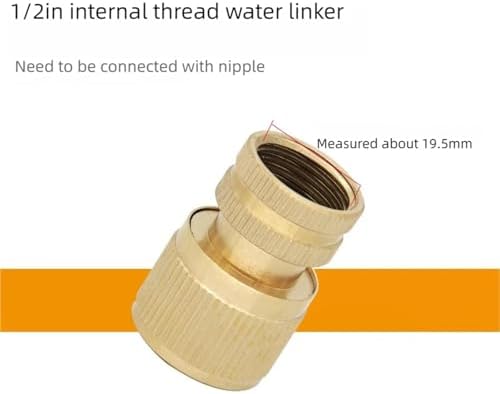 Expandable Garden Hose Repair Kit 4PCS Brass Garden Hose Quick Coupler Pipe Connector with Stop Valve for Irrigation, Water Supply, Car Wash(Yellow) - Image 2