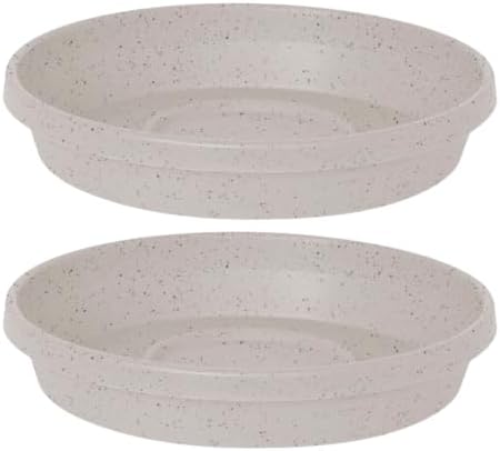 Bloem Terra Plastic Saucer Tray for 14" Terra Planter, Vanilla Bean, 2-Pack by Bloem
