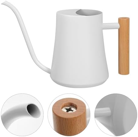 Watering Can White with Long Spout, Stainless Steel Retro 1000ml - Image 3