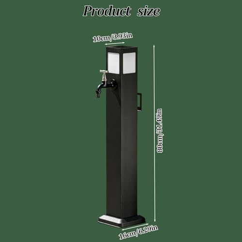 Solar Light Garden Water Column, Stainless Steel Hose Stand with Double Faucets, Outdoor Vertical Antifreeze Garden Watering Post, Outdoor Water Dispenser(16 * 80cm) - Image 7
