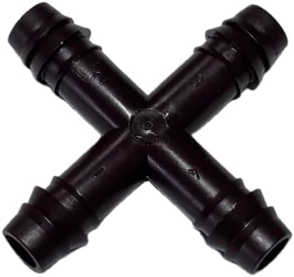 NETAFITM Drip Irrigation Barbed Fittings,3/8" 12MM Black Drip Tubing Coupler Elbow Tee Reducer (Cross - 12mm (3/8"), 25 Count) - Image 4