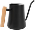 Indoor Watering Can, Stainless Steel Wooden Handle Watering Pot with Long Spout, Cute Decorative Metal Gardening Small Water Ca for Hanging Plants, Wall Plants (Matte Black) by Obetuens