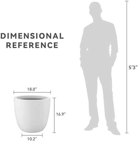 Kante 18" Dia Round Concrete Planter, Large Bowl Pot, White - Image 7