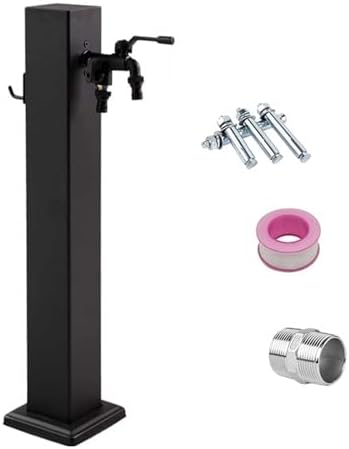 Faucet 304 Stainless Steel Outdoor Vertical Square Garden Water Column, with Faucet and Hose Stand,60cm/24in by Unknown