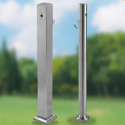 Freestanding Outdoor Vertical Garden Water Column Faucet - 304 Stainless Steel Hose Holder & Water Hydrant Fountain for Parks, Lawns, Restrooms (80cm/31.5in, Square) - Image 3