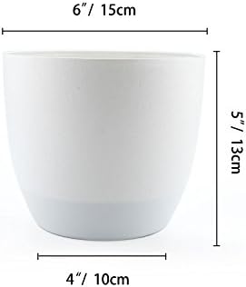 T4U 6 Inch Plastic Self Watering Planter with Water Level Indicator White Set of 4, Modern Decorative Planter Pot for All House Plants, Flowers, Herbs, African Violets, Succulents - Image 5