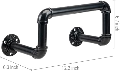 MyGift Wall Mounted Black Metal Garden Hose Holder with Pipe Design - Image 6