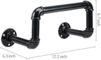 MyGift Wall Mounted Black Metal Garden Hose Holder with Pipe Design - Image 6