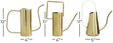 Deco 79 Metal Watering Can Indoor Outdoor Planter Small Planter Pot, Set of 3 Planters 12", 12", 11"H, Gold - Image 3