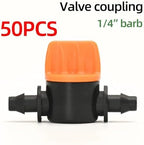 1/4" PVC Hose Barb Connector Coupling Valve Automatic Drip Irrigation Connectors Garden Watering System Water Pipe(50PCS VALVE COUPLING) - Image 2