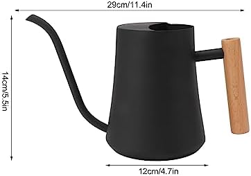 Zerodis Retro Watering Can,Long Spout Stainless Steel Watering Can Pot Plant Watering Can with Wooden Handle for Precise Watering Small Plant Garden Indoor Outdoor Use (Black) - Image 7