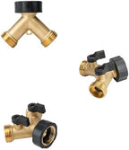 Garden Hose Splitter Heavy Duty Connector Brass Hose Adapter Splitter Water Hose Splitter Hose Spigot Connectors for Water Faucet & Spigot(2 Way USA) - Image 5