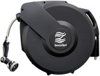Retractable Garden Hose Reel, 5/8 in x 100ft, Heavy-Duty Aluminum Mount, Auto Rewind, Slow Retract, 180° Swivel, Any Length Lock, 10-Pattern Nozzle by BreezeReel